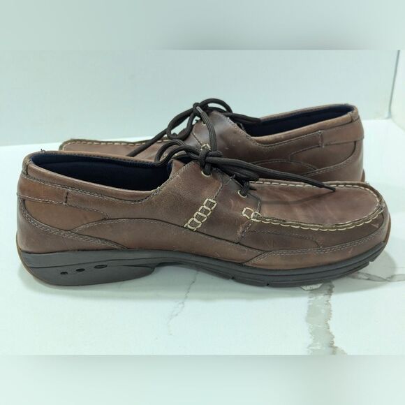 Rugged Shark Pilot leather brown Men size 13 moccasin boat shoes antimicrobial - Picture 6 of 10